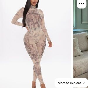 Nude and Black Mesh Dragon Tattoo Print Set